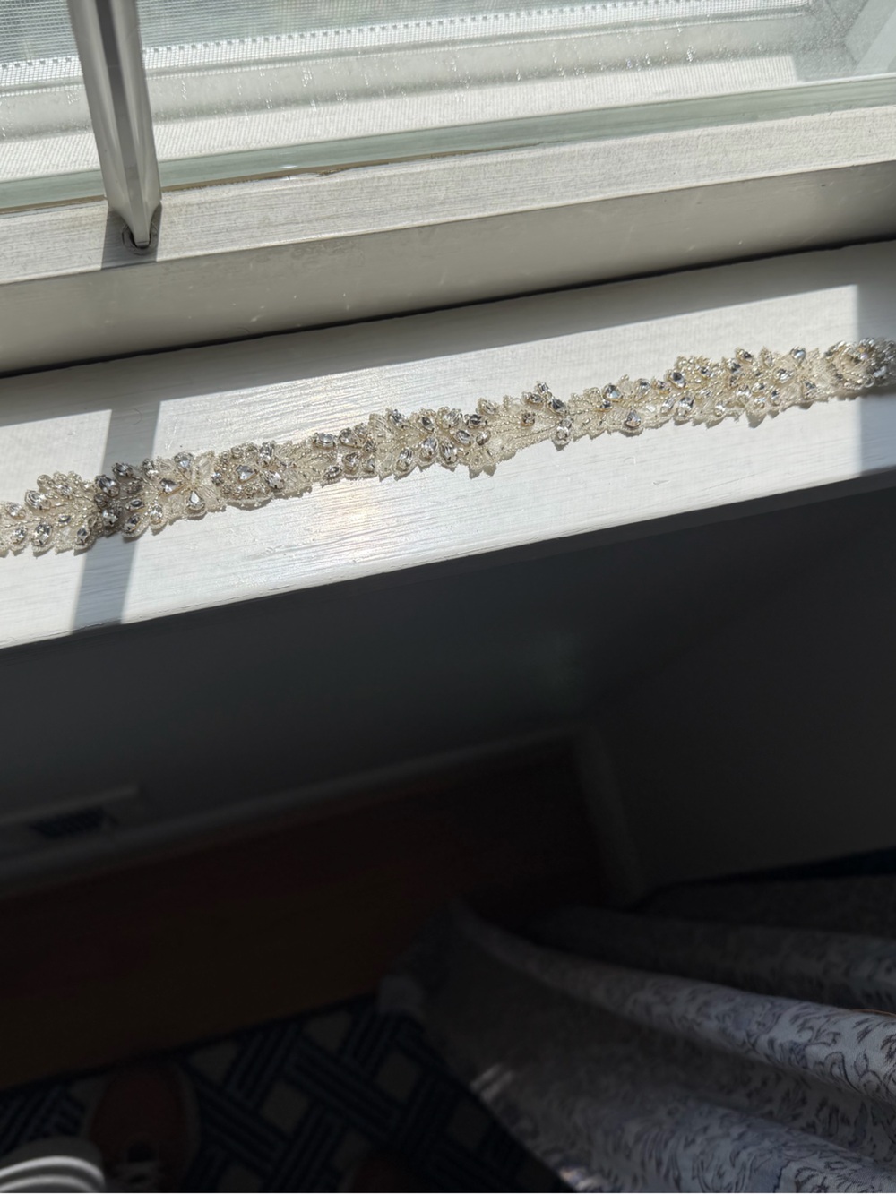 UNTAMED PETALS BY AMANDA JUDGE Crystal and Champagne Beaded Bridal Sash